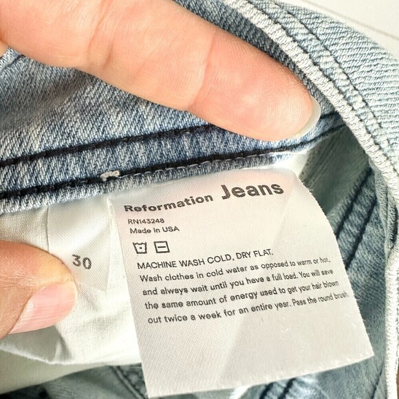 Reformation Jeans Olive High Waist Jeans Wide Leg Button Fly NWT Size 30 - Picture 6 of 8